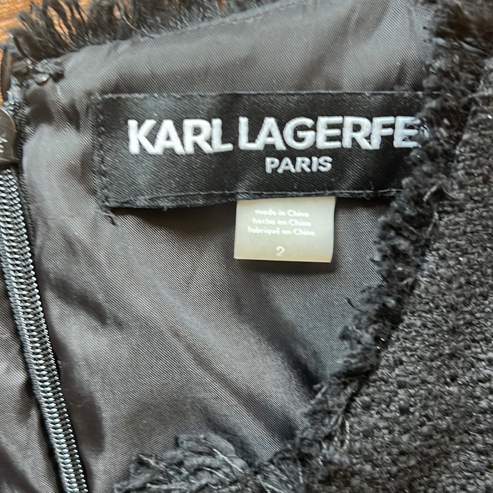 Karl Lagerfeld Black Sleeveless Dress with Chain Belt size 2 NWT - Picture 3 of 10